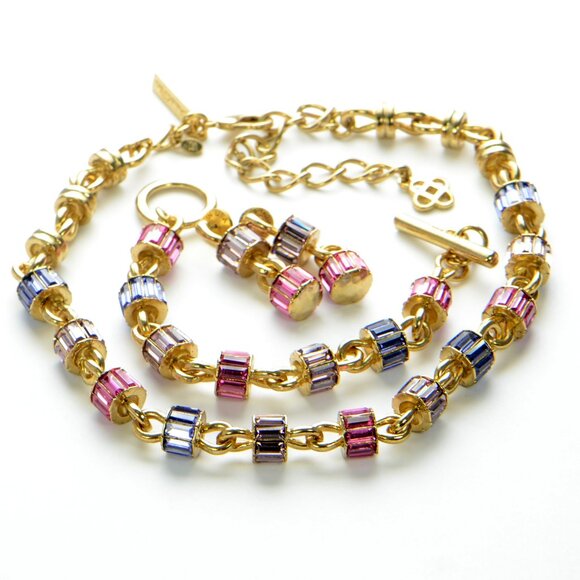 Oscar De La Renta Multi-color Crystal Necklace, Bracelet & Earrings